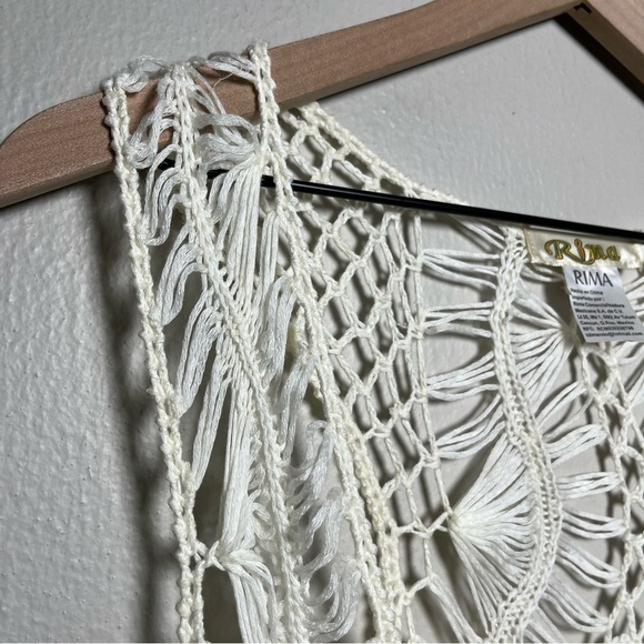 Rima‎ Women Fairy Top Large Ivory Crochet Asymmetrical Sleeveless Boho Whimsical - Picture 3 of 8